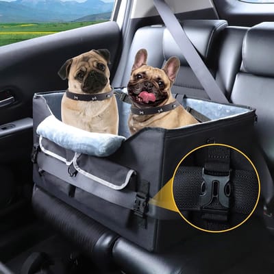 Honden autostoel - Hondenverhoger huisdier - Veilig reizen auto - Voor 1-2 honden - 58x33x41 cm - Zwart