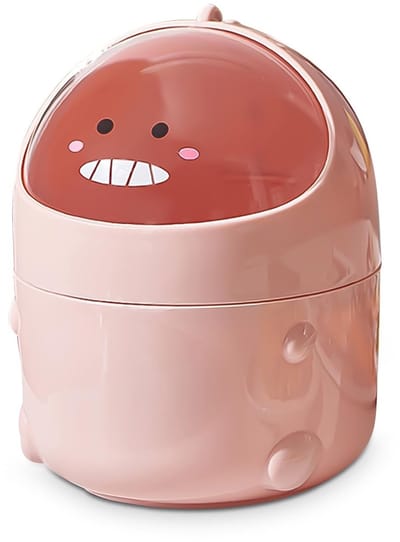 Dailygoody - Mini tafelmolenemmer - Schattige cartoon prullenbak - Roze kleur - Kawaii decoratie - Voor kantoor en kinderkamer