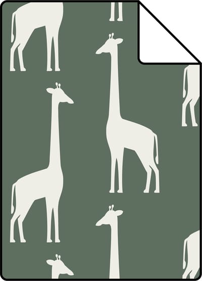 Proefstaal ESTAhome behang giraffen donkergroen - 53 cm x 10.05 m - 139060-S