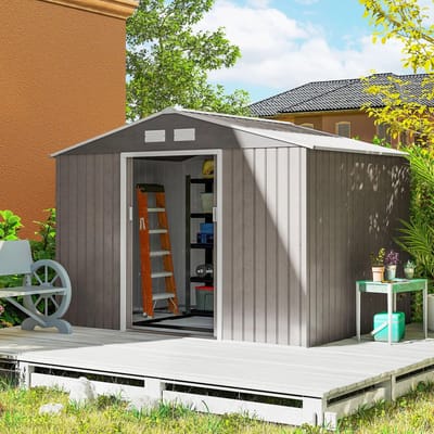 Archi Gereedschapsschuur 4,9 m² – Tuinhuis - Zadeldak – Schuifdeur & ventilatieopeningen – Inclusief fundering – Bruin