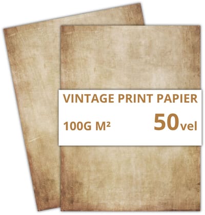 Vintage A4 Papier Antiek / Perkament – 50 vellen – 100 g/m² – Printpapier/Briefpapier - Beschrijfbaar & Printbaar