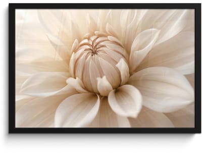 Poster in lijst - Fotolijst 60x40 cm - Posters - Bloem - Dahlia - Wit - Posterlijst zwart - Decoratie - Wanddecoratie woonkamer - Muurdecoratie slaapkamer