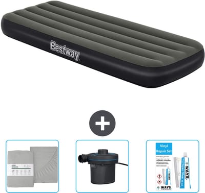 Bestway luchtbed - 1-Persoons - 76 x 185 x 25 cm - Groen - Inclusief Hoeslaken - Pomp en Reparatieset