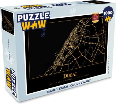 Puzzel Kaart - Dubai - Goud - Zwart - Legpuzzel - Puzzel 1000 stukjes volwassenen