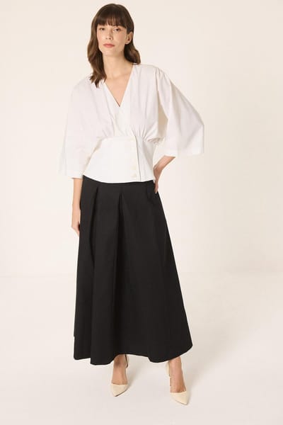 Touché Privé - Geplooide gabardine rok - Zwart - Dames