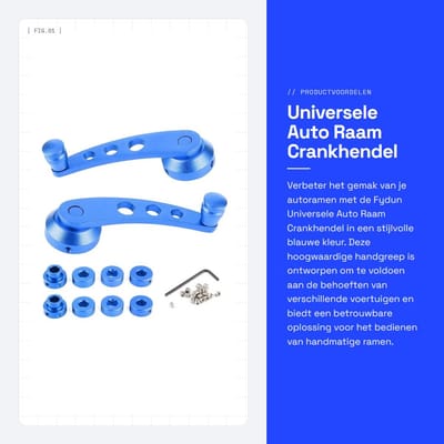 Dailygoods - Universele Auto Raam Crankhendel - Vervangingsonderdeel - Blauw Aluminium - Duurzaam materiaal - Eenvoudige installatie - Geschikt voor d...