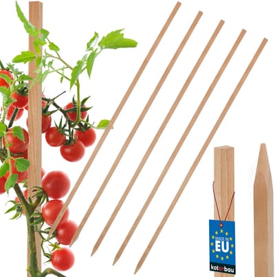 KOTARBAU® 5 st Tomatenstokken, Plantenstok, Beukenhout, 150 cm, Natuurlijk, Plantenstokken, Plantensteun, Houten Paaltjes, Houten Stokken, Tuinbenodigdheden