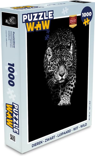 Puzzel Dieren - Zwart - Luipaard - Wit - Wild - Legpuzzel - Puzzel 1000 stukjes volwassenen