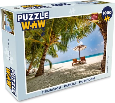 Puzzel Strandstoel - Parasol - Palmboom - Legpuzzel - Puzzel 1000 stukjes volwassenen