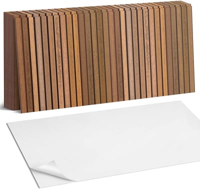 Coloray Plaktegels - Planken met verschillende texturen Zelfklevende Wandtegels - 40 cm x 20 cm - Bruin Plaktegels - 10 stuks - Rechthoek PVC Tegels - Plaktegels Badkamer - Vloertegels Zelfklevend - Vinyl Tegels Zelfklevend - Portugese Tegels
