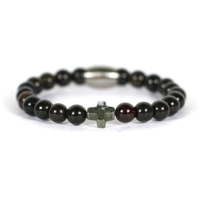 IbizaMen KIDS - pyrite kruis  granaat 6mm - 15cm