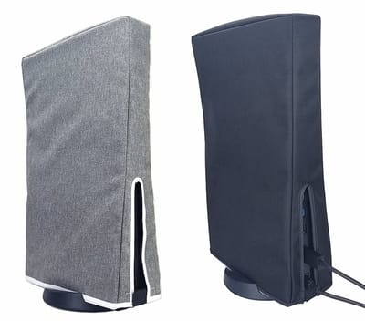 2PCS-Verticale stofhoes Geschikt voor PS5-console, nauwkeurig gesneden beschermhoes, krasbestendige hoes Geschikt voor PlayStation 5 Digital en Disc Edition - Zwart