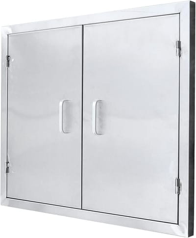 Buitenkeukendeur - BBQ deur - Buiten koken - 304 RVS materiaal - 60 x 70 cm - Zilverkleurig