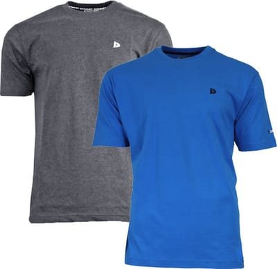 2-Pack Donnay - T-shirt (Vince) - Sportshirt - Heren - Charcoal/Active-blue (400) - maat S