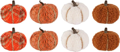 POMPOEN SET 8 STUKS MULTI-KLEUR 15X15XH13CM TEXTIEL
