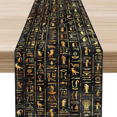 Egyptische Mythologie Alfabetische Muurschilderingen Linnen Tafelkleed Commode Sjaals Decor Boerderij Keuken Eettafelkleed Feestdecoratie 150x33cm brown