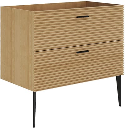 Vente-unique Onderkast staand met strepen - 2 lades - kleur: naturel - 80 cm - SARONE