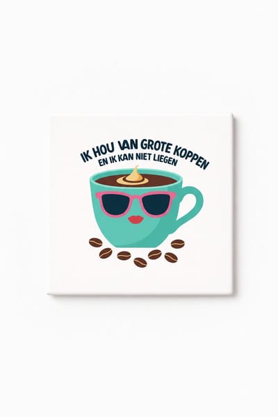 Grappige Koffieliefhebber Tegel – “Ik Hou Van Grote Koppen En Kan Niet Liegen” Schattig Koffiekopje Design – Keramische Decoratieve Tegel Cadeau