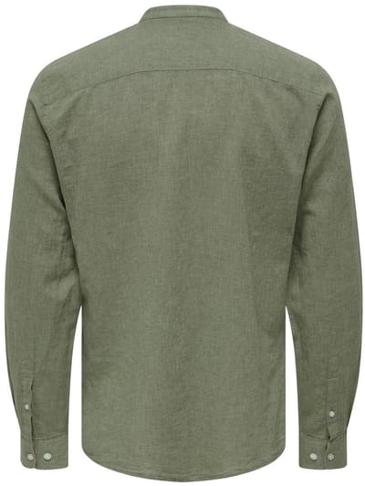 Only & Sons Overhemd Onscaiden Ls Solid Linen Mao Shirt 22019173 Swamp Mannen Maat - XS