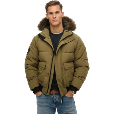 Superdry Everest Hooded Puffer Bomberjack Green Grootte: M