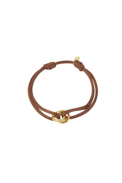 Goudlief.nl Koord armband - Satijn armband - Minimalistische armband - Gouden bedel - Goud - Donkerbruin - 16 cm - Verstelbaar - Cadeau voor dames - Sinterklaas - Kerst - Valentijn - Moederdag - Trendy - Dames sieraden