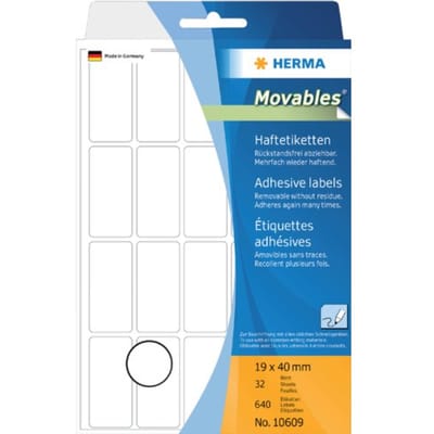 Huismerk Herma 10609 Movable Etiket 19X40mm Wit - 640 etiketten