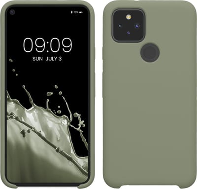 kwmobile telefoonhoesje geschikt voor Google Pixel 5 - Hoesje met siliconen coating - Smartphone case in grijsgroen