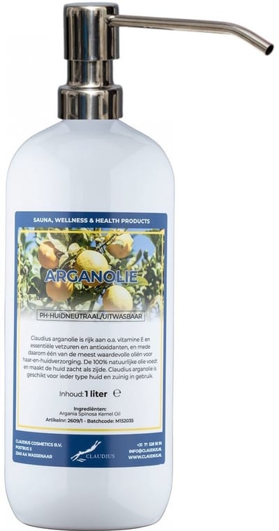 Arganolie 1 liter met zilveren pomp - 100% natuurlijk - biologisch en koud geperst