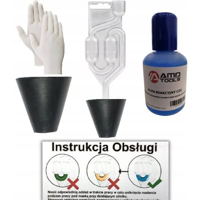 AMD TOOLS Pro Series - Koppakking Tester Set - CO2 Lektest Koelsysteem - Universele Conische Adapter 25-55mm - Inclusief 50ml Reactievloeistof (25 tests) & Handschoenen
