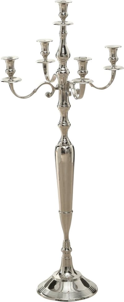 Kandelaar - XL - 105 cm - Aluminium - 5 kaars - Zilver
