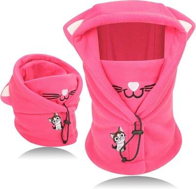 Thermische Fleece Balaclava voor Kinderen 4-12 Jaar - Dierenprint Ski Masker, Winddichte Hoed en Sjaal voor Fietsen en Winteractiviteiten