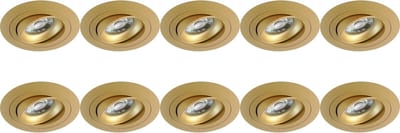 Spot Armatuur 10 Pack - Pragmi Alpin Pro - GU10 Inbouwspot - Rond - Goud - Aluminium - Kantelbaar - Ø92mm