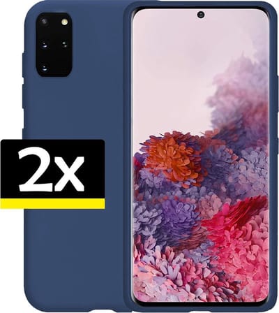 Hoesje - 2 Stuks - Geschikt voor Samsung Galaxy S20 Plus - Sterk & Shockproof - Case Siliconen - Back Cover - Telefoon Hoes - Telefoonhoesjes - Donkerblauw