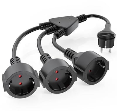 3-voudige stekkeradapter met platte stekker en flexibele kabel - Ideaal voor thuis en op kantoor