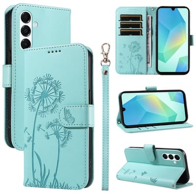 Coverup Hoesje - Geschikt voor Samsung Galaxy A17 Hoesje - Coverup Paardenbloem Book Case - Mintblauw