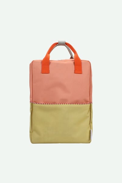 Sticky Lemon - rugzak groot - kleurblokken - koraalroze + rietgroen
