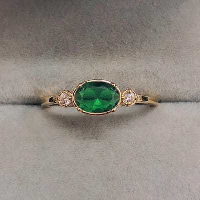 Nieuwe Romantische Fijne Ringen Voor Vrouwen Groene Kristal Zirconia Goudkleur Bruiloft Verloving Damesring Mode Sieraden 7 gray