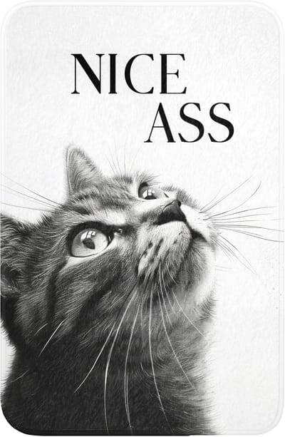 WC mat 40x60 cm - Antislip - Katten - Nice ass - Quote - Zwart wit - Spreuken - Toiletmat - Vloermat - Douchemat - Toilet tapijt - Toiletmatten