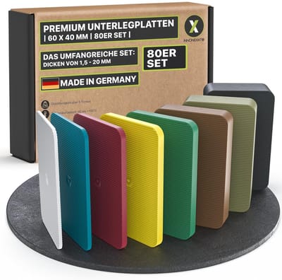 Onderlegplaatjes Set - Afstandhouders Kunststof - Nivelleren en Uitlijnen - 80 Stuks Diverse Diktes - 60 x 40 mm