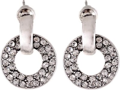 Behave - Oorbellen - Oorstekers Dames met cirkelvormige hanger met transparante kristal steentjes