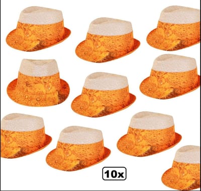 10x Bier hoed one size - Bier Apres ski Oktoberfeest hoed kojak gele rakker hoedje