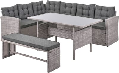 VITERBO - Loungeset voor 8 - Lichtgrijs - PE rotan