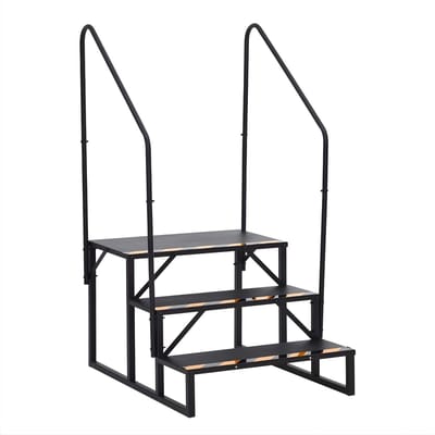 3-Traps Campertrap - Draagbare Stalen Instaptrap met Leuning & Antislip - Voor Camper & Caravan