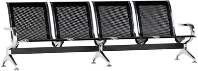 CLP Wachtruimtebank Airport - Luchthavenbank - Moderne Wachtkamerbank - met Rugleuning - Armleuningen - Chroomlook - zwart