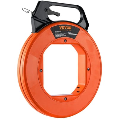 Furet, 240 pieds, 1/8 pouce, Tire-fil en fil d'acier avec boîtier et poignée optimisés, Outil de tirage de câble facile à utiliser, Outils flexibles de pêche de câble pour