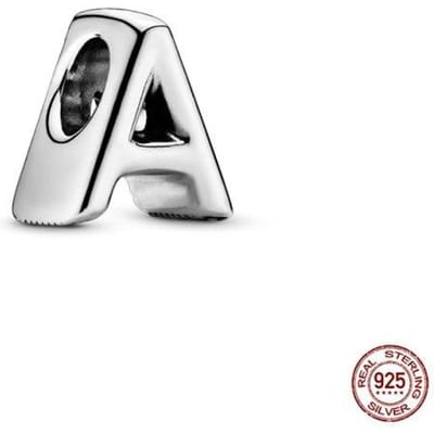 100% Echt 925 Sterling Zilveren Hanger Herdenkingsmunt Letter A -Z Serie Kralen Originele Panjia Bedelarmband Sieraden white