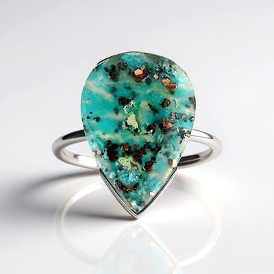 Cavill - Zilveren Ring Dames 925 Sterling Zilver - 10,45 ct Venus Chalcedoon Peervormige Cabochon - Bezel Zetting - Balinese Elegantie & Uniek Design