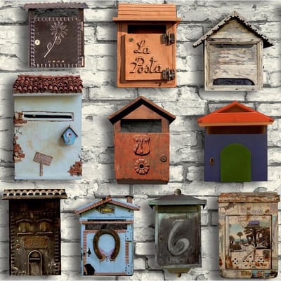 Home brievenbussen behang (vliesbehang, grijs)
