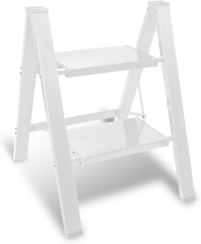 Inklapbare trapladder met 2 treden - Lichtgewicht en antislip vouwladder voor huishoudelijk gebruik, belastbaar tot 150 kg