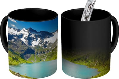 Magische Mok - Foto op Warmte Mokken - Koffiemok - Sneeuw - Berg - Water - Magic Mok - Beker - 350 ML - Theemok